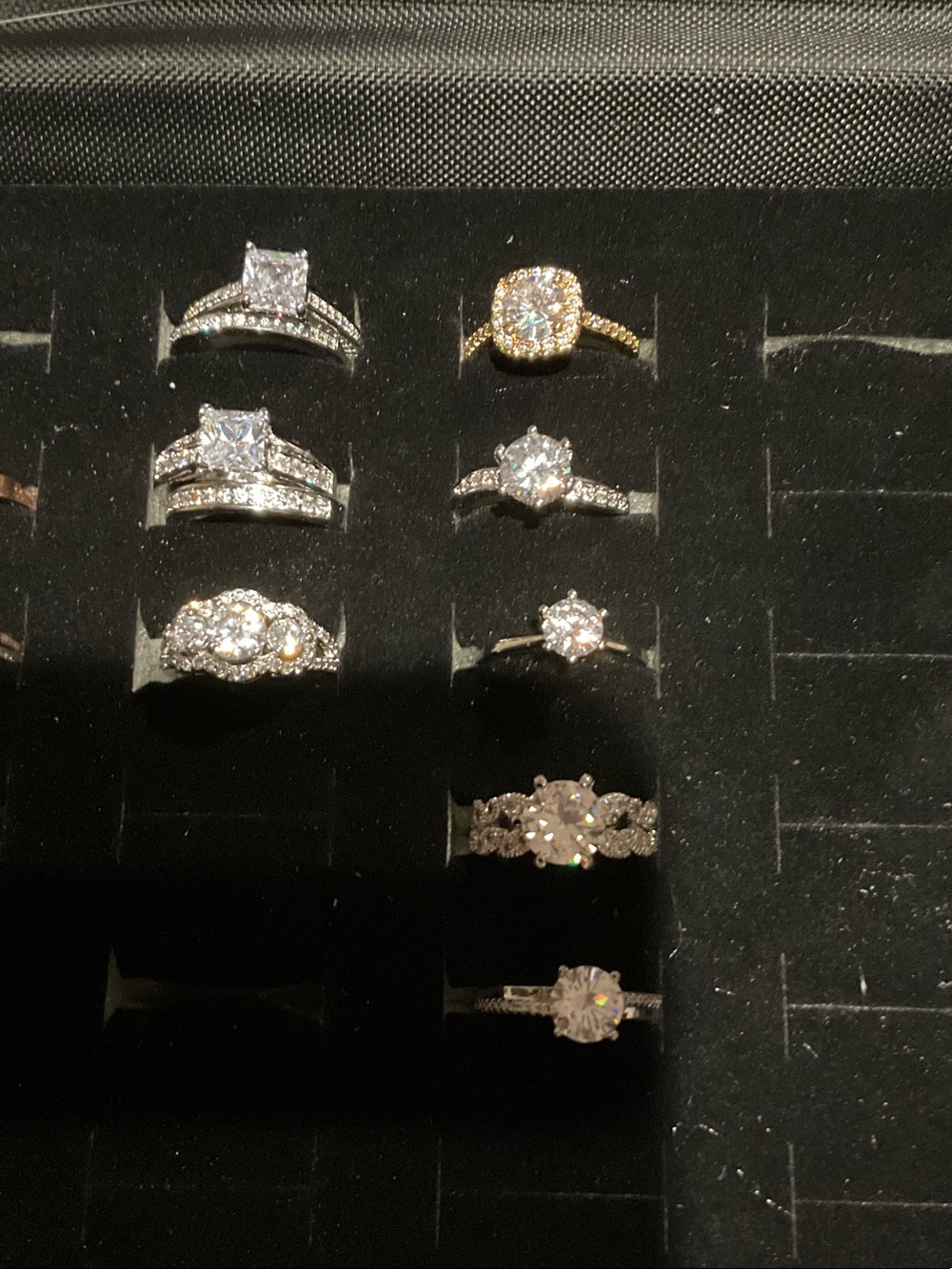 Crystal Halo Engagement Ring in Gold and Silver Tones